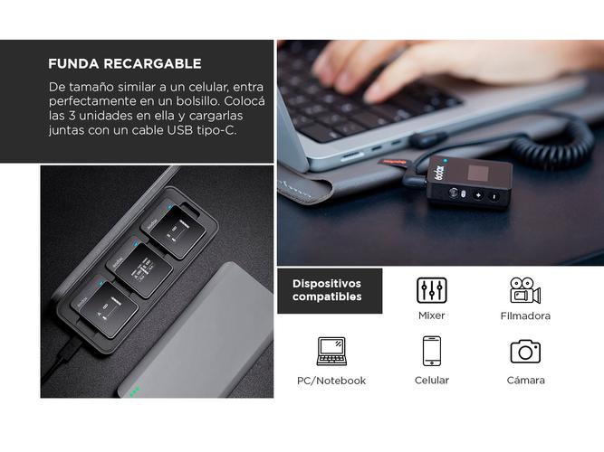 Sistema de Microfono Inalambrico Godox Con Funda Cargadora - 4