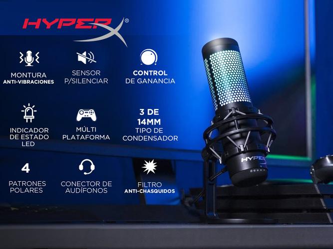 Micrófono Condensador Hyperx Quadcast S Rgb Multipatrón Filtro Anti-Chasquidos - 1
