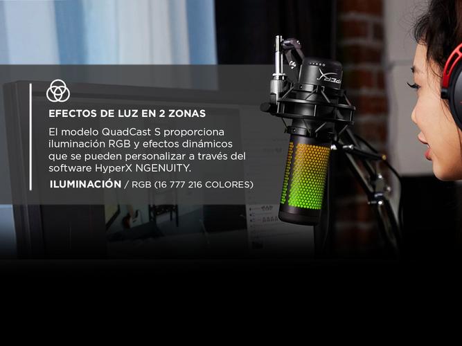 Micrófono Condensador Hyperx Quadcast S Rgb Multipatrón Filtro Anti-Chasquidos - 2