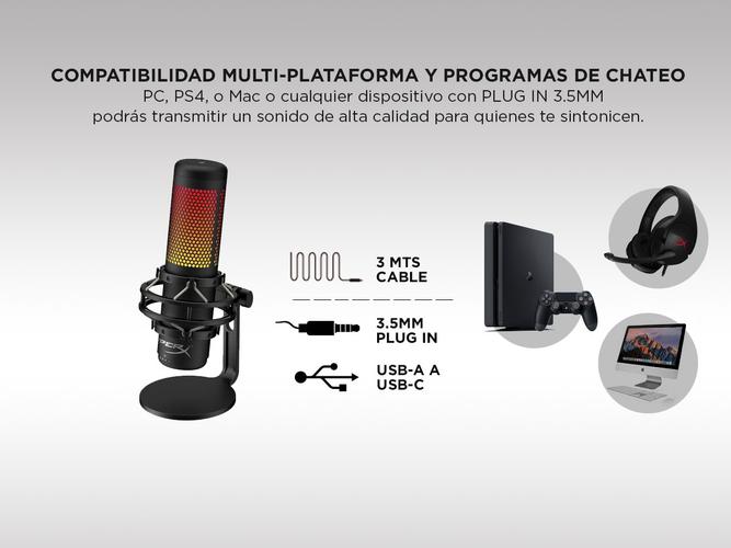 Micrófono Condensador Hyperx Quadcast S Rgb Multipatrón Filtro Anti-Chasquidos - 5