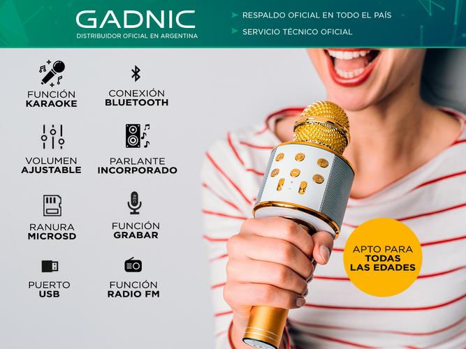 Micrófono Gadnic KM-01 Karaoke Inalámbrico Bluetooth c/ Efectos de Voz - 1