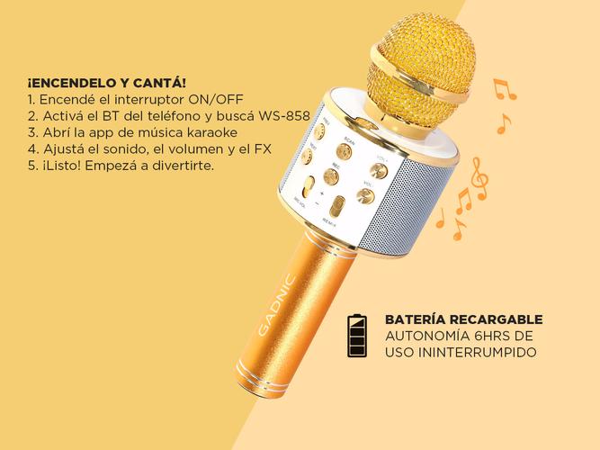Micrófono Gadnic KM-01 Karaoke Inalámbrico Bluetooth c/ Efectos de Voz - 4