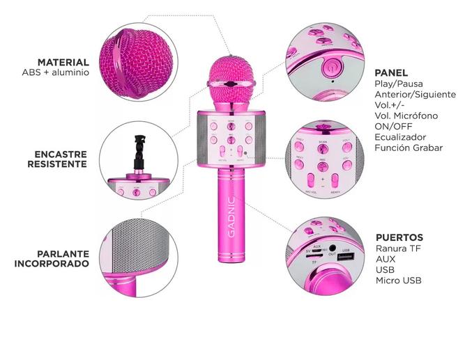 Kit x2 Micrófono Gadnic KM-01 Karaoke Inalámbrico Bluetooth - 6