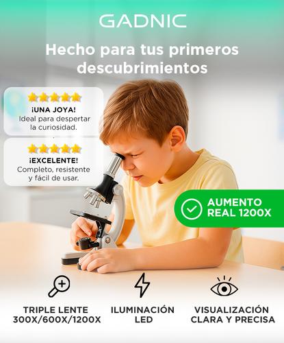 Microscopio Gadnic 1200X Para Niños Kit 18 Piezas - 1