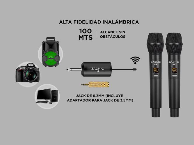 Microfono Inalámbiro Profesional UHF Gadnic U-2 - 3