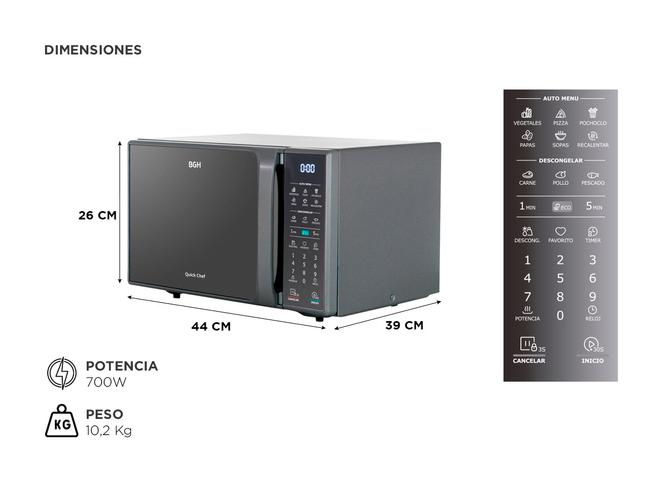 Microondas Digital BGH 20 litros ECO B120DS20 - 5