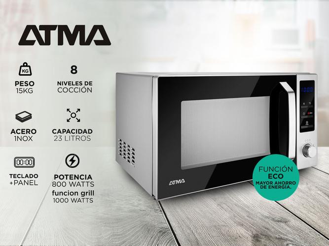 Microondas 23 Lts Atma MD1823GN Acero Inox con Grill - 1
