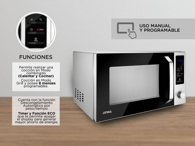 Microondas 23 Lts Atma MD1823GN Acero Inox con Grill - 3