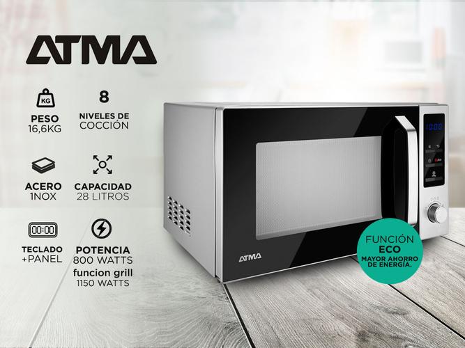 Microondas 28 Lts Atma MD1828GN Acero Inox con Grill - 1
