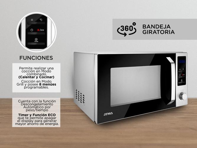 Microondas 28 Lts Atma MD1828GN Acero Inox con Grill - 2