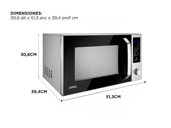 Microondas 28 Lts Atma MD1828GN Acero Inox con Grill - 4