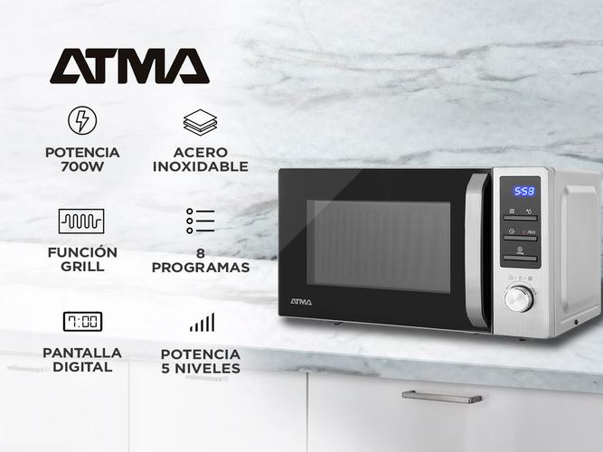 Microondas Atma 17L Acero Inoxidable Display Digital 700w - 1
