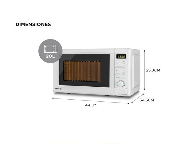 Microondas Philco 20 Lts MPD8620NPI 700w Blanco - 4