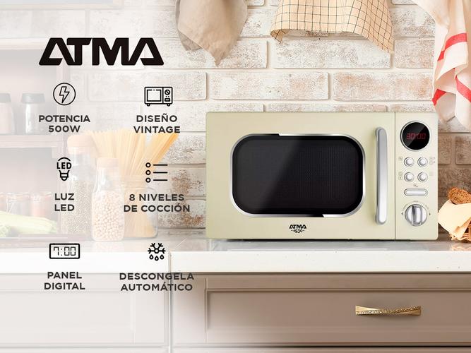 Microondas Digital Vintage Atma 20Lts Display Blanco - 1