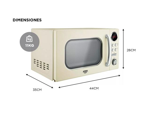 Microondas Digital Vintage Atma 20Lts Display Blanco - 4