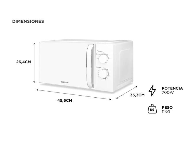 Microondas Philco Rotativo 20L 700W Blanco Wphrw20an  - 4
