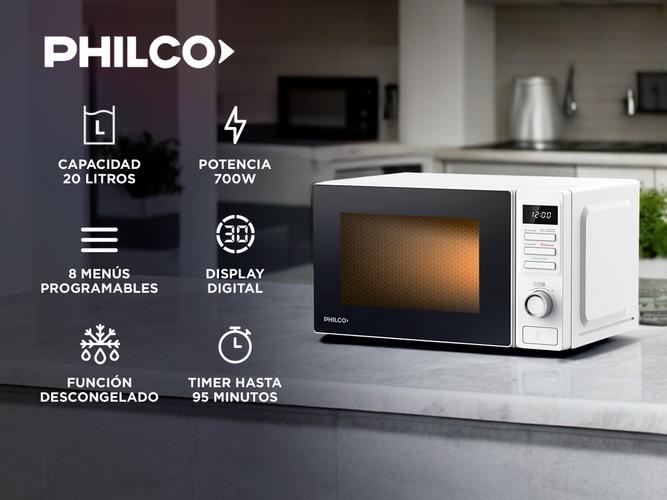 Microondas Philco 20 lts digital 94MPHDW20UAP color  Blanco - 1