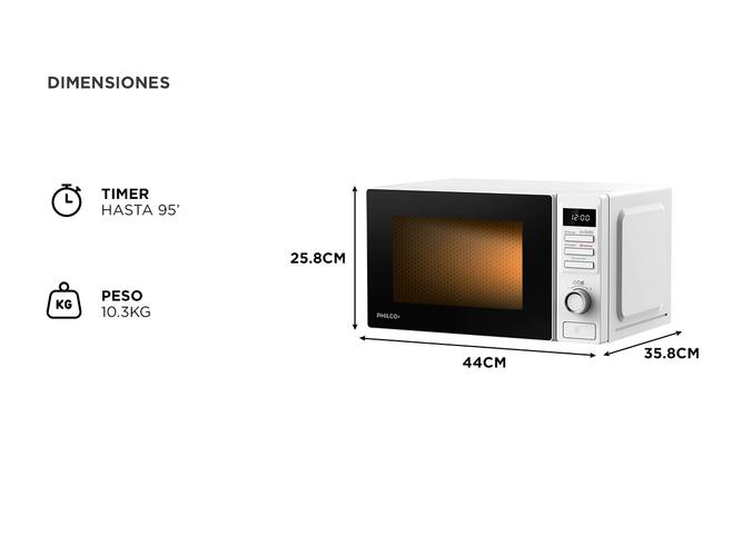 Microondas Philco 20 lts digital 94MPHDW20UAP color  Blanco - 4