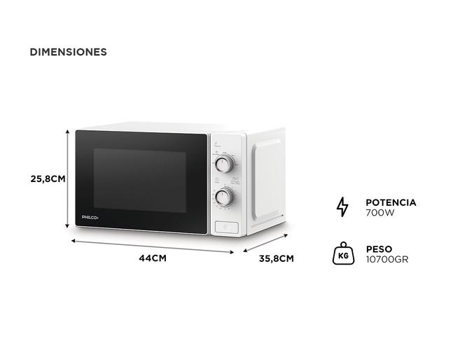 Microondas Philco 20 litros rotativo 94MPHRW20UAP color blanco - 4