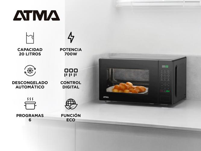 Microondas Atma 20 Lts Digital 700W Black Outlet - 1