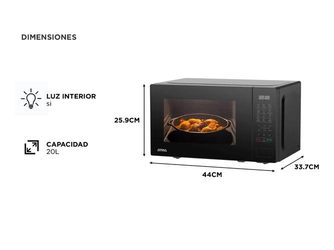 Microondas Atma 20 Lts Digital 700W Black Outlet - 4