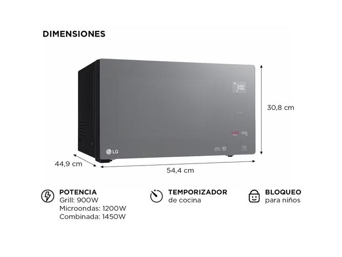 Microondas LG NeoChef 42 Litros Inverter Acero Inoxidable Grill 1450w MH8298DIR - 4