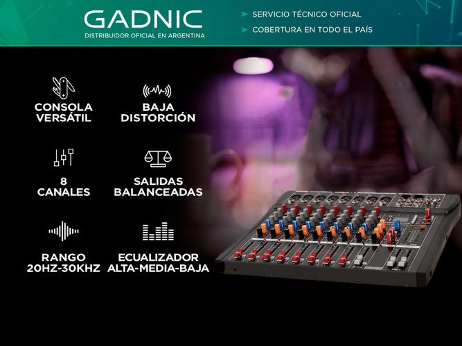 Consola de DJ Gadnic Mezcladora de 8 Vías - 1