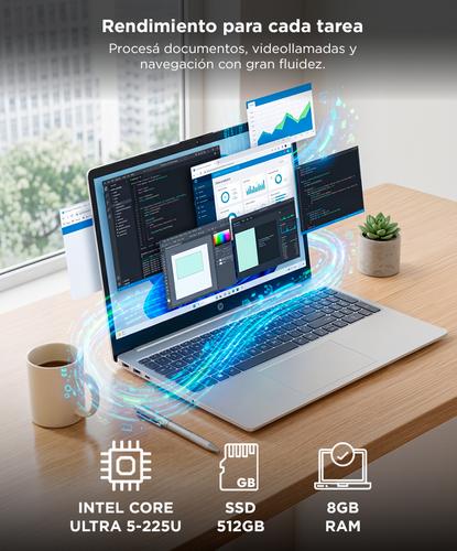 Notebook HP 15.6 AI Intel Core Ultra 5 225U 8GB 512GB Natural Silver Windows 11 Pantalla Táctil   - 2