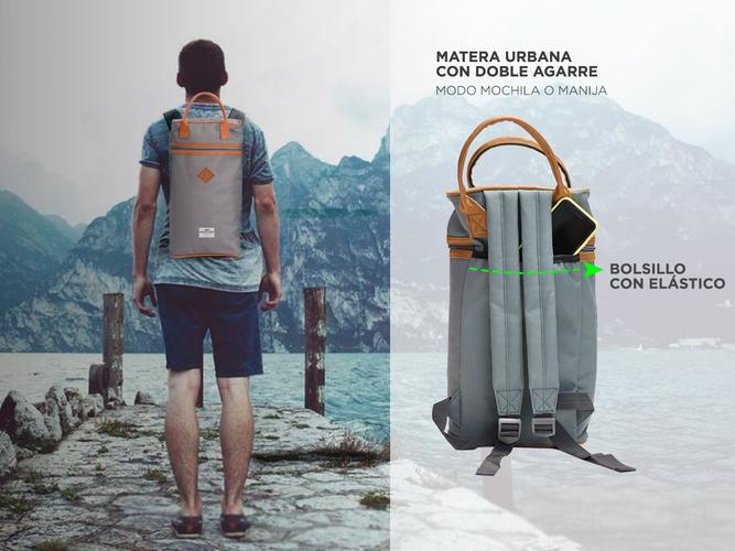  Mochila Matera South Port Urbana Termo Manija Cuero Doble Tirador - 5
