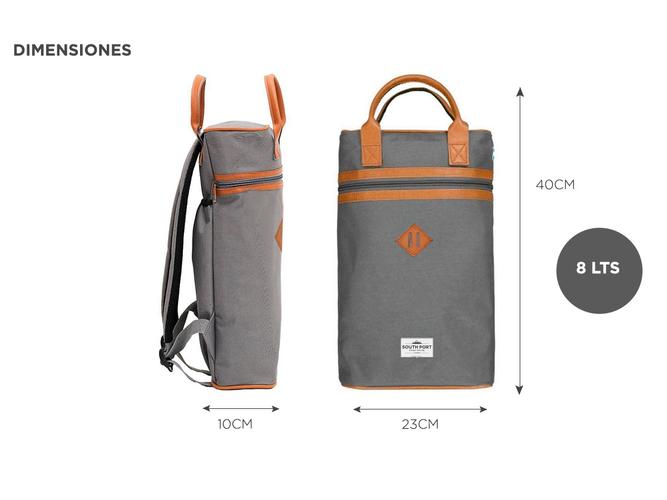  Mochila Matera South Port Urbana Termo Manija Cuero Doble Tirador - 6
