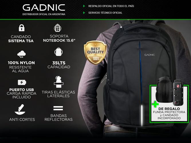 Mochila Gadnic Antirrobo Impermeable Para Notebook 15.6 - 1
