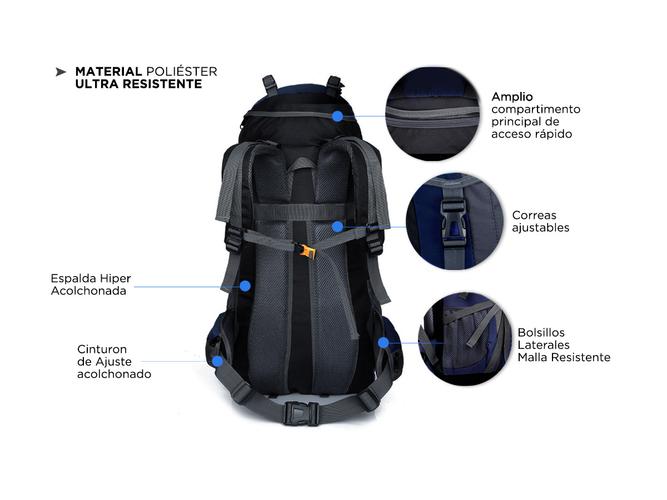Mochila de Mochilero South Port By Gadnic 70Lt Ideal Camping Trekking Super Resistente - 4