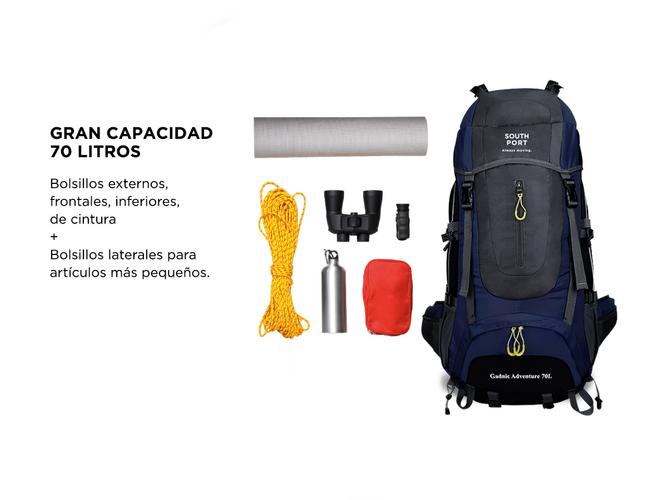 Mochila de Mochilero South Port By Gadnic 70Lt Ideal Camping Trekking Super Resistente - 2