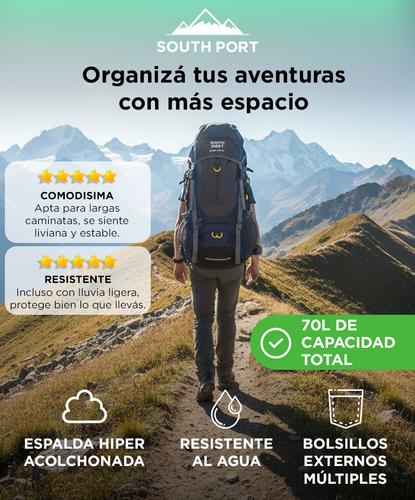 Mochila de Mochilero South Port By Gadnic 70Lt Ideal Camping Trekking Super Resistente - 1
