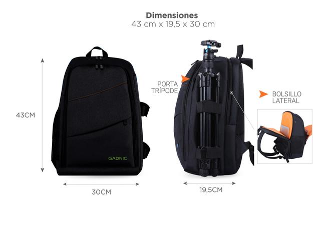 Mochila Fotografica Gadnic Profesional + Covertor Lluvia - 5
