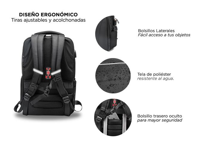 Mochila Gadnic Antirrobo 35L Impermeable Para Notebook 156 - 6