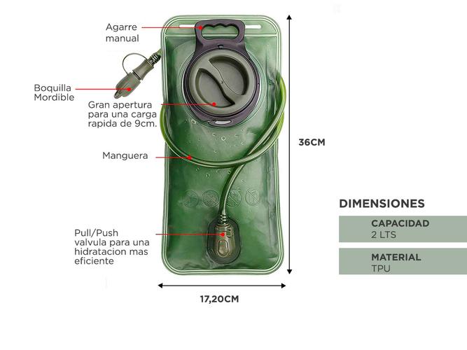 Bolsa De Agua 2 Litros Gadnic Mochila  - 4