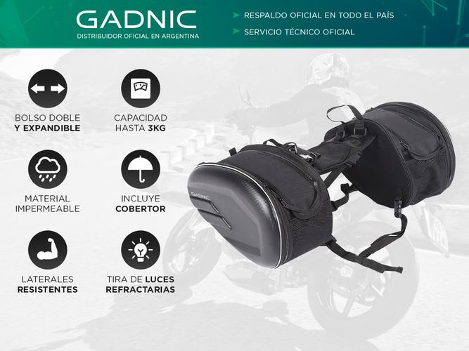 Bolso Doble Para Sillin de Moto Lateral Gadnic Impermeable  - 1