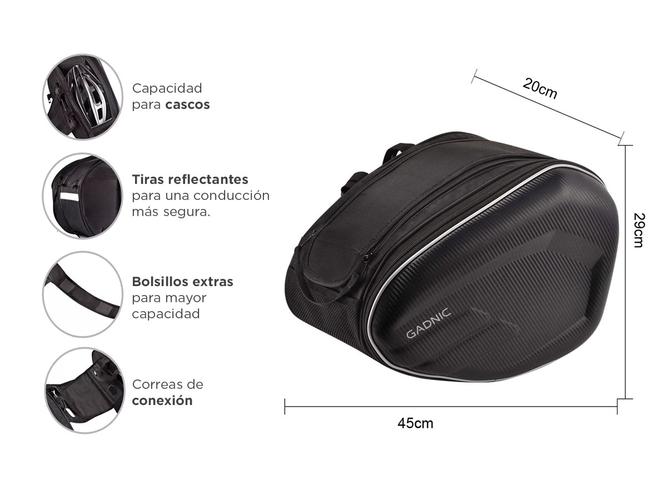 Bolso Doble Para Sillin de Moto Lateral Gadnic Impermeable  - 4