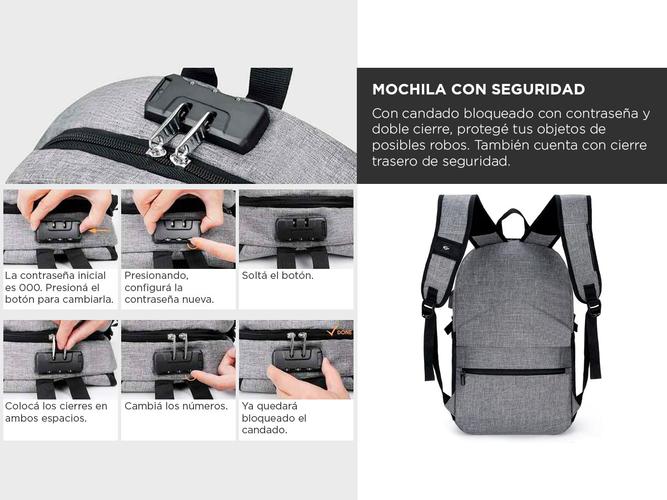 Mochila Antirrobo Gadnic M126B Impermeable Para Notebook - 3