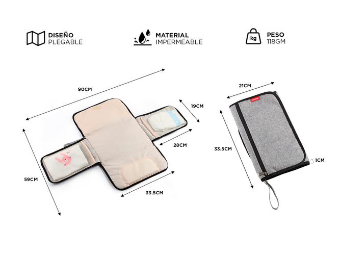 Cambiador De Bebé Portátil Gadnic Plegable Impermeable - 3