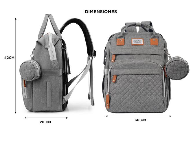 Mochila Maternal South Port Plegable Con Cambiador Cuna Portátil  - 4