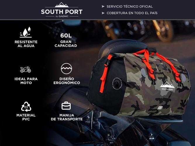 Bolso Estanco South Port Impermeable 60L Ideal Moto Deportes Acuáticos Camping - 1
