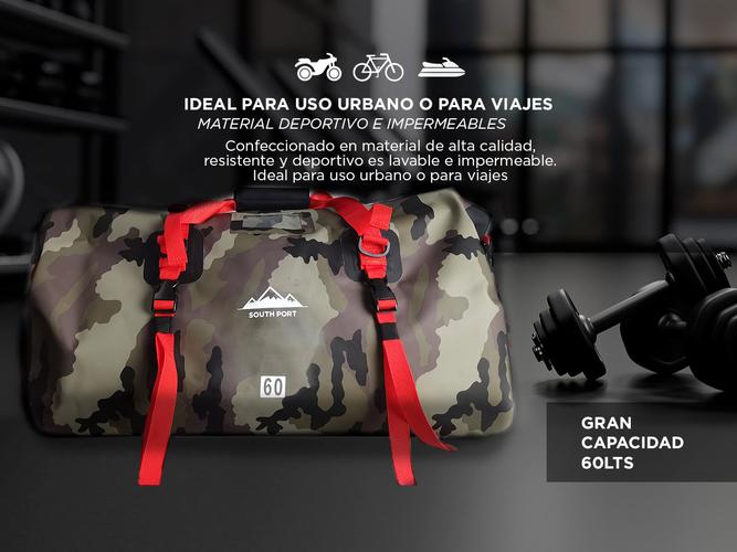 Bolso Estanco South Port Impermeable 60L Ideal Moto Deportes Acuáticos Camping - 2