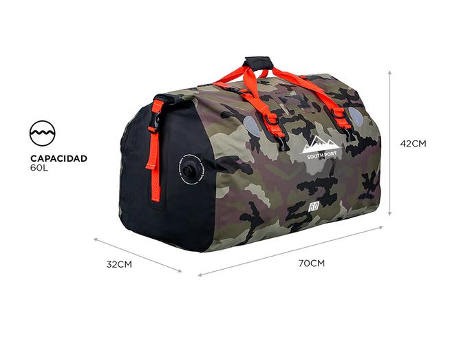 Bolso Estanco South Port Impermeable 60L Ideal Moto Deportes Acuáticos Camping - 5