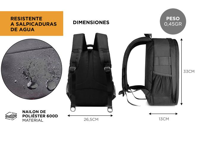 Mochila Para Cámara Fotográfica Gadnic MCAM164 Impermeable Con Divisiones  - 4