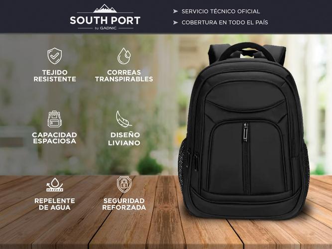 Mochila South Port Porta Notebook Urbana Negra - 1