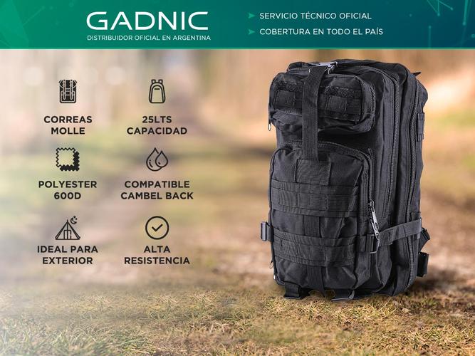 Mochila Táctica Gadnic 25Lts Militar Mochilero Compatible Camelback Compartimentos Varios - 1