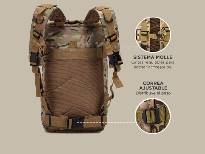 Mochila Táctica Gadnic 25Lts Militar Mochilero Compatible Camelback Compartimentos Varios - 4