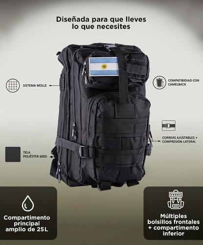 Mochila Táctica Gadnic 25Lts Militar Mochilero Compatible Camelback Compartimentos Varios - 3